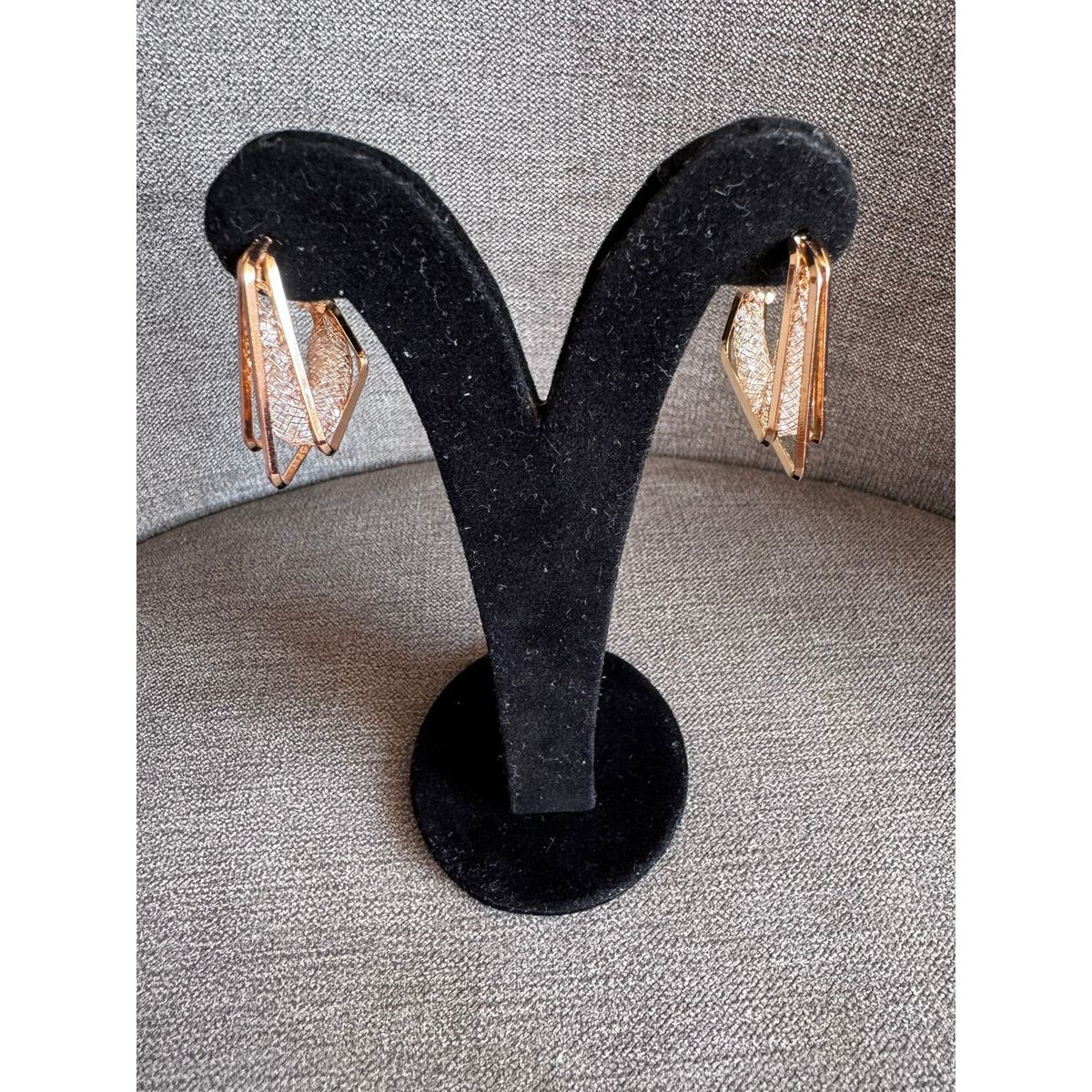 GENERICO - Aretes pendientes en forma de L con piedritas