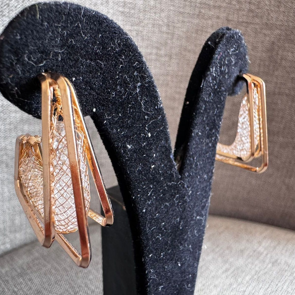 GENERICO - Aretes pendientes en forma de L con piedritas