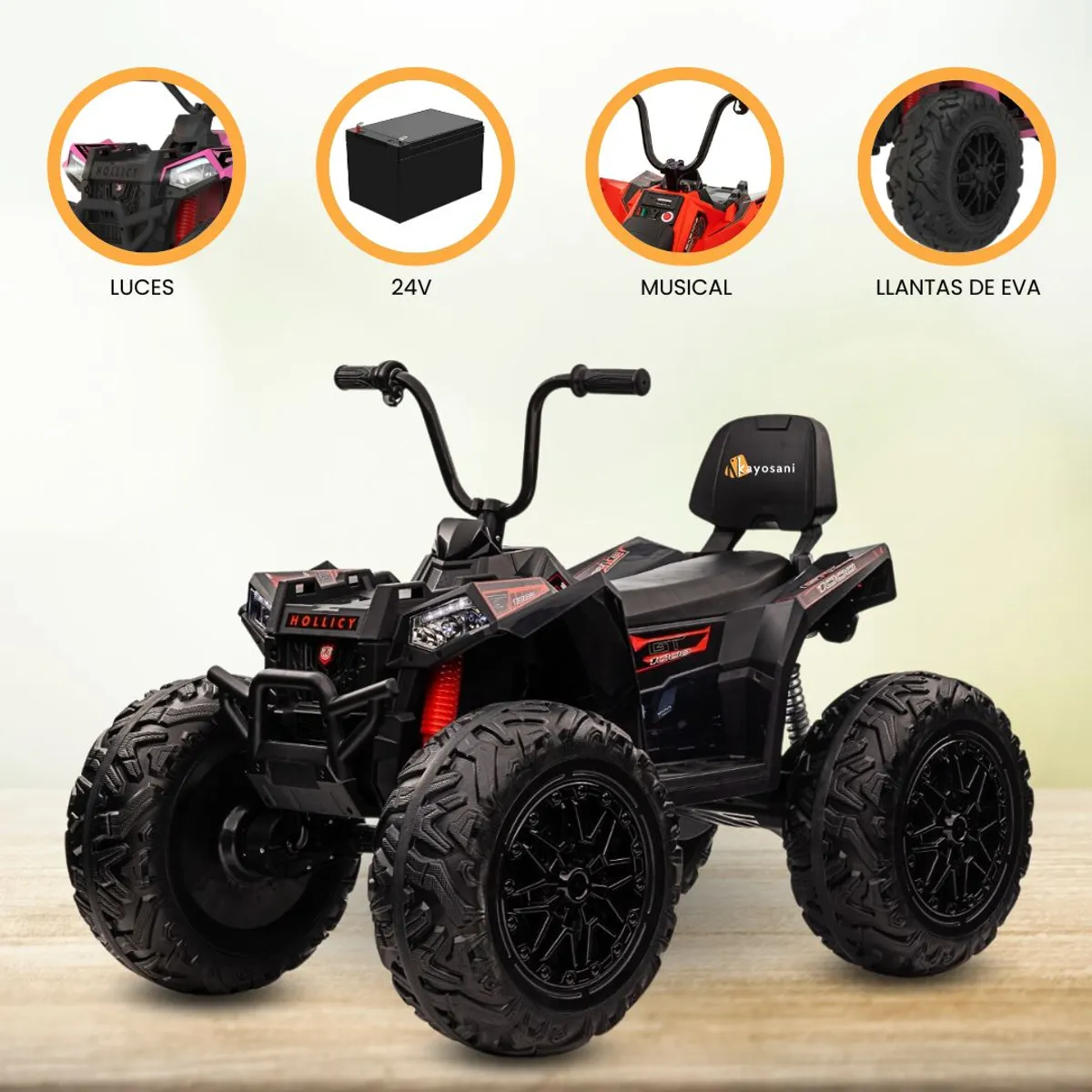 BEAUTIFUL - Cuatrimoto a Batería para Niños «HOLLICY» Black