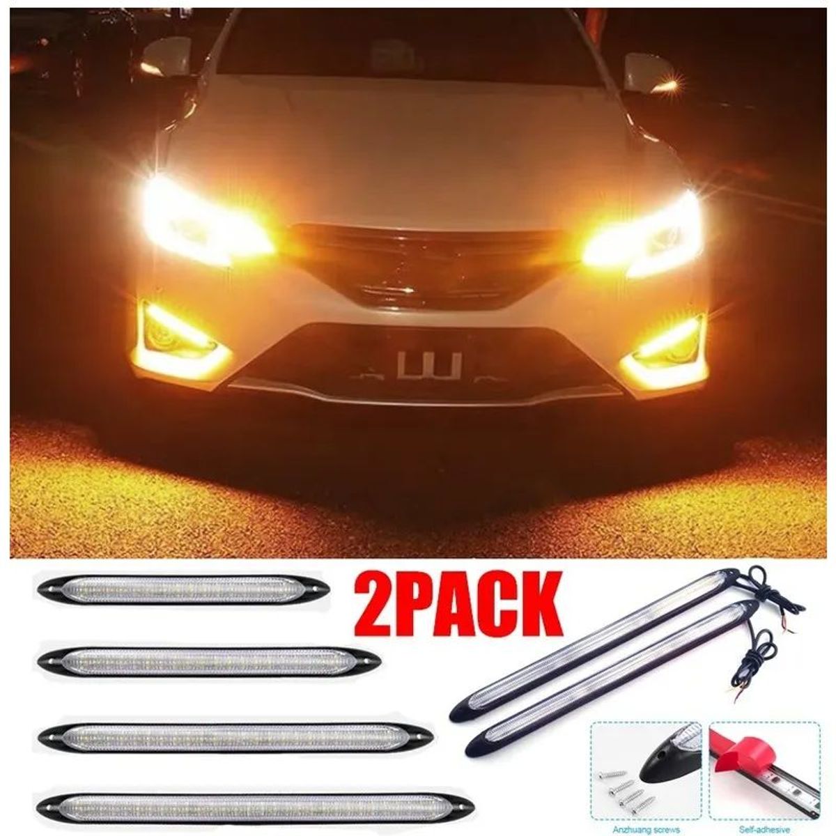 GENERICO - Luz Diurna Led para Auto camiota Blanco y Ambar Secuencial