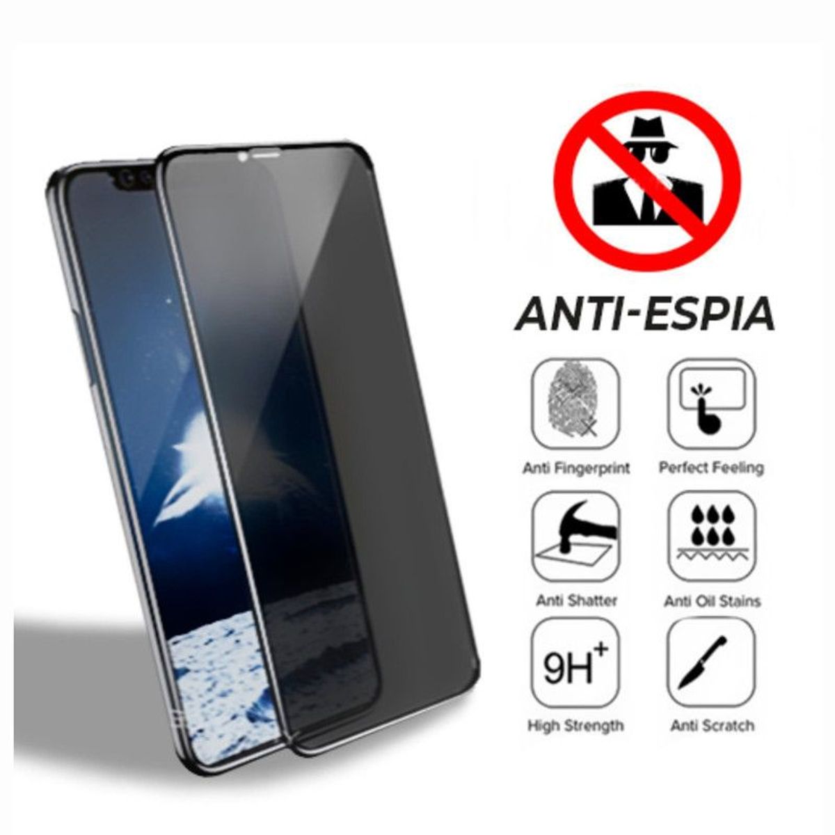 GENERICO - Mica  De Vidrio Antiespia Brillante Para Iphone 7 y 8