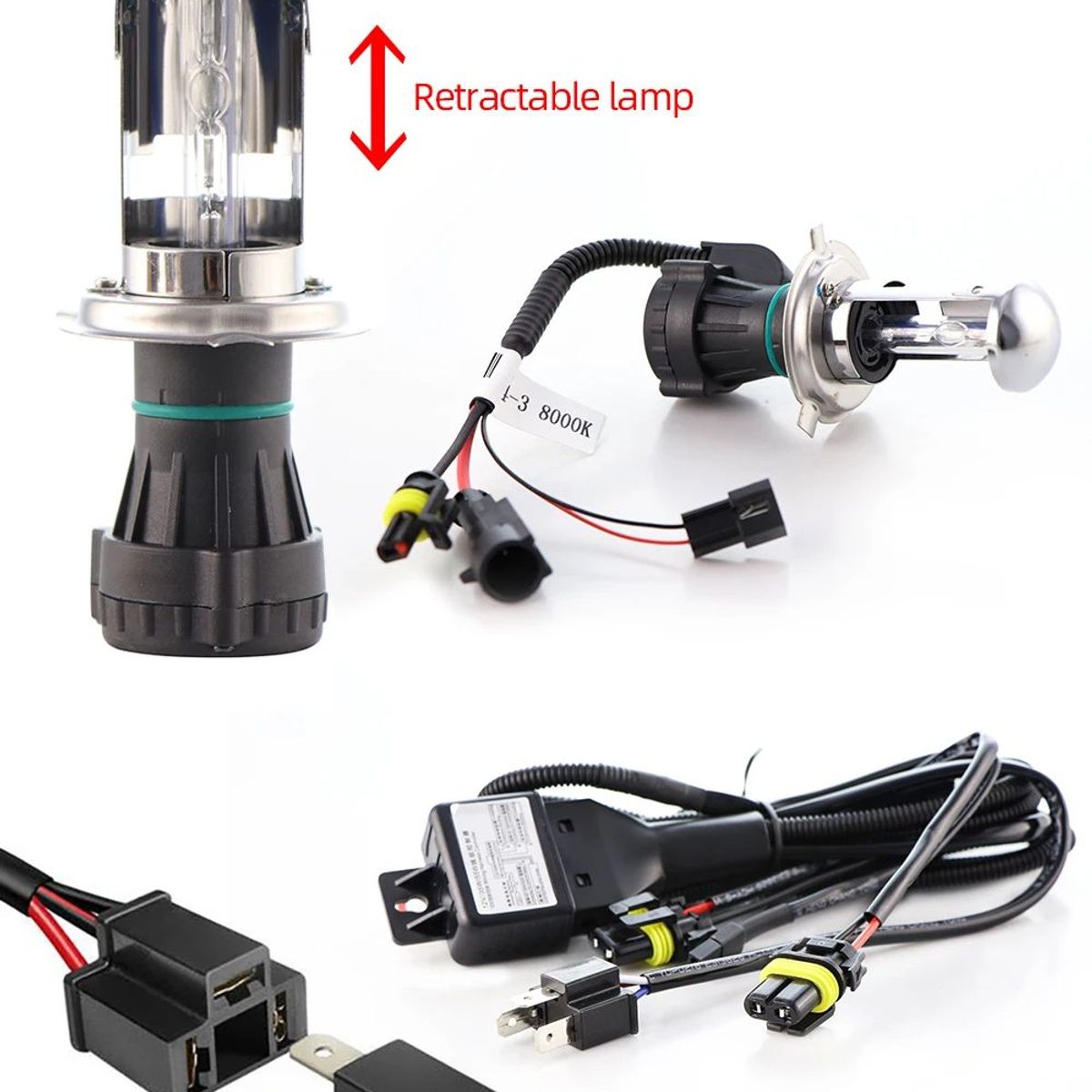 GENERICO - Kit Par Focos HiD Lens Ultra Potente H4 Alta Baja Universal