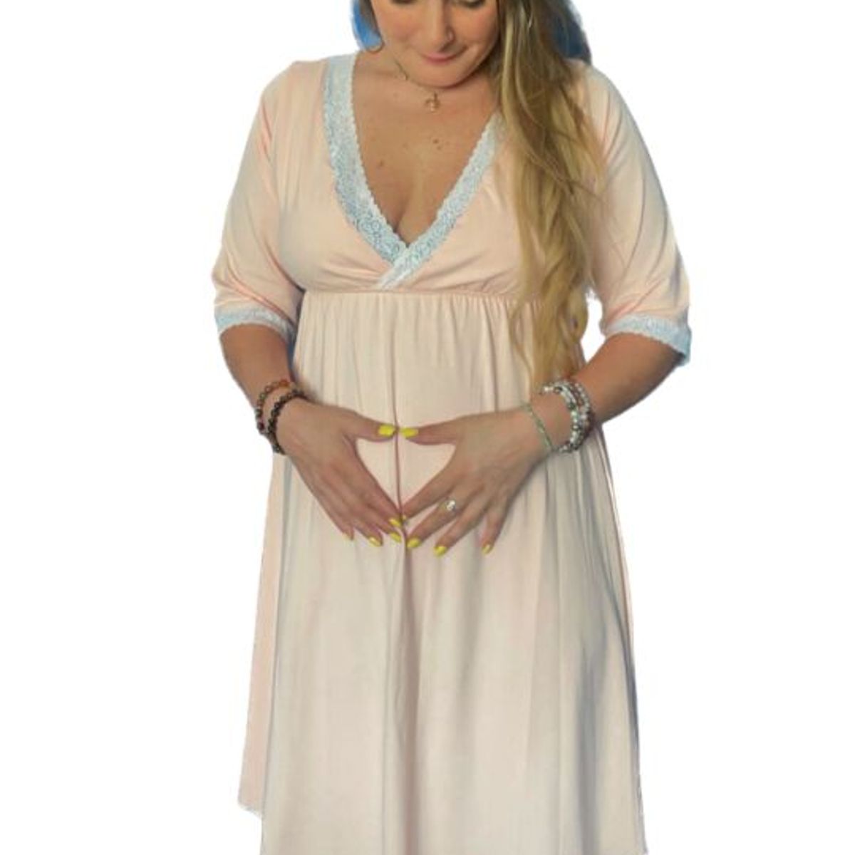 GENERICO - Camison Victoria Manga34 Sistema Lactancia Algodon Melon