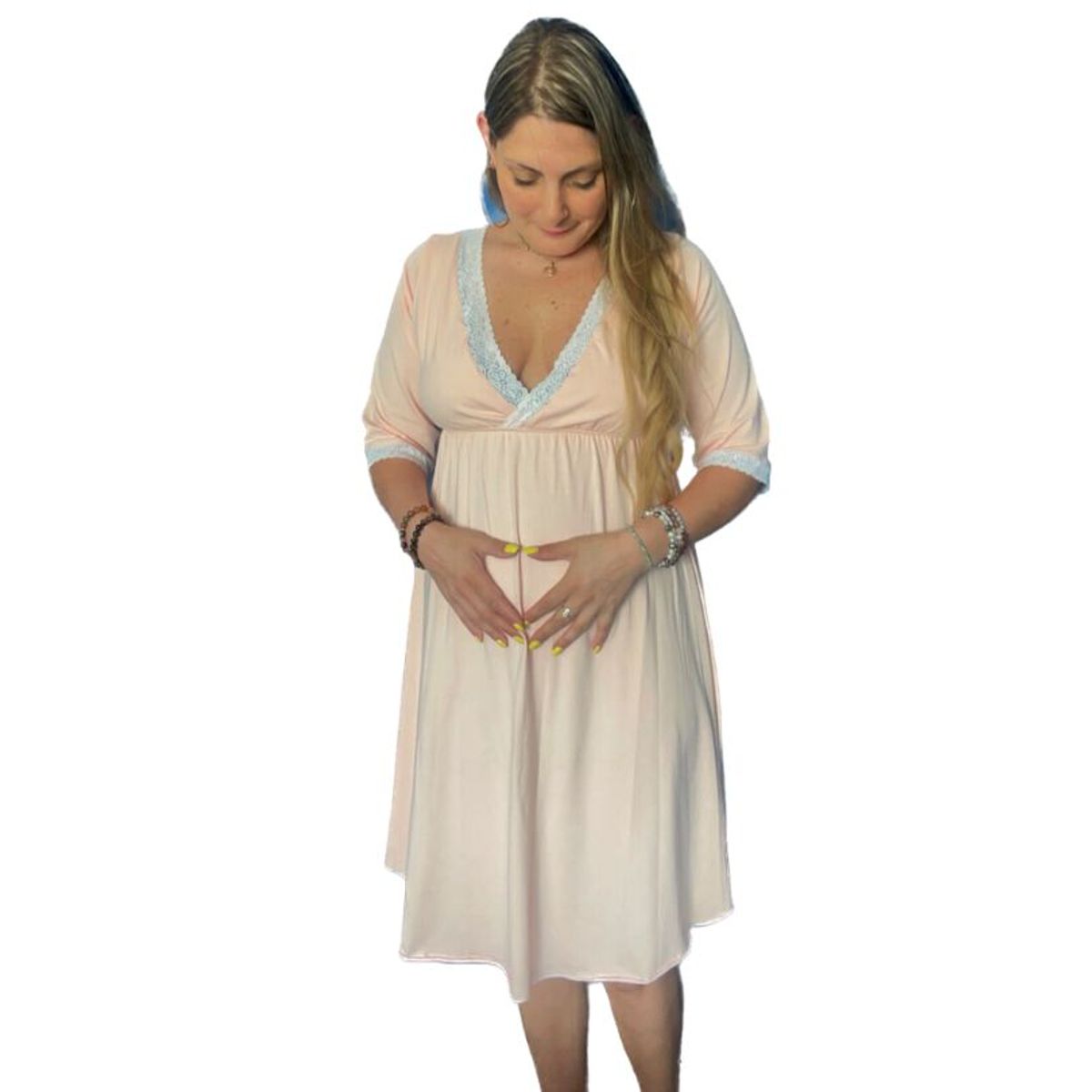 GENERICO - Camison Victoria Manga34 Sistema Lactancia Algodon Melon