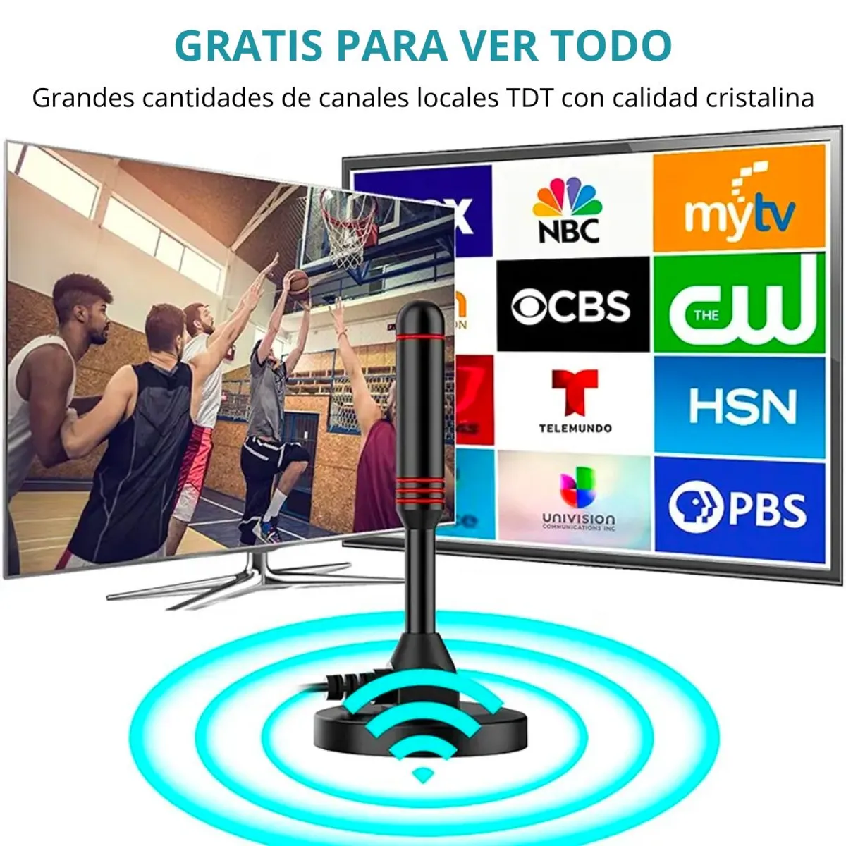 SEISA - Antena Digital TV Full HD Señal 360º Base con Imán SEISA TX-T01