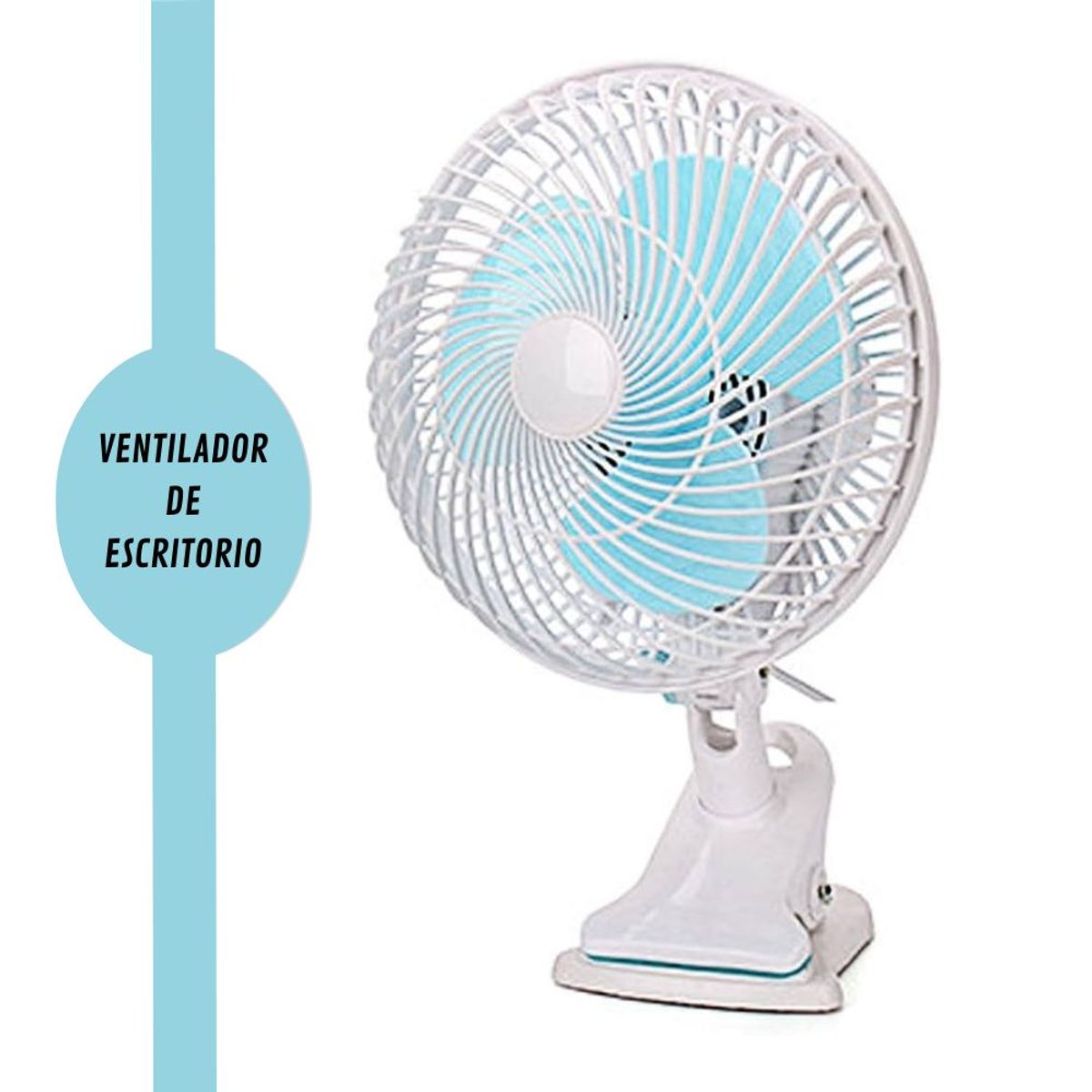 GENERICO - Ventilador Giratorio 2 en 1 Con Clip -Celeste