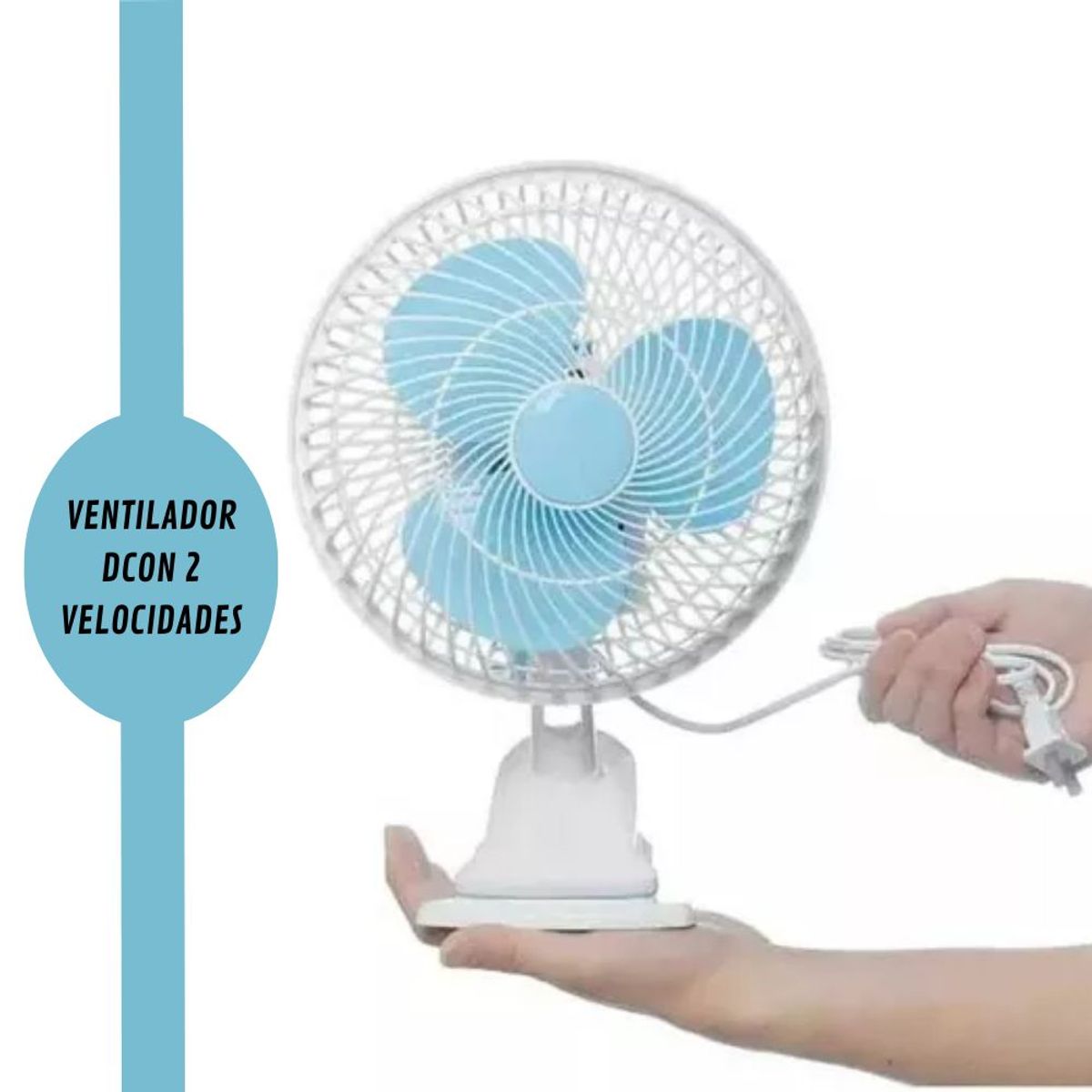GENERICO - Ventilador Giratorio 2 en 1 Con Clip -Celeste