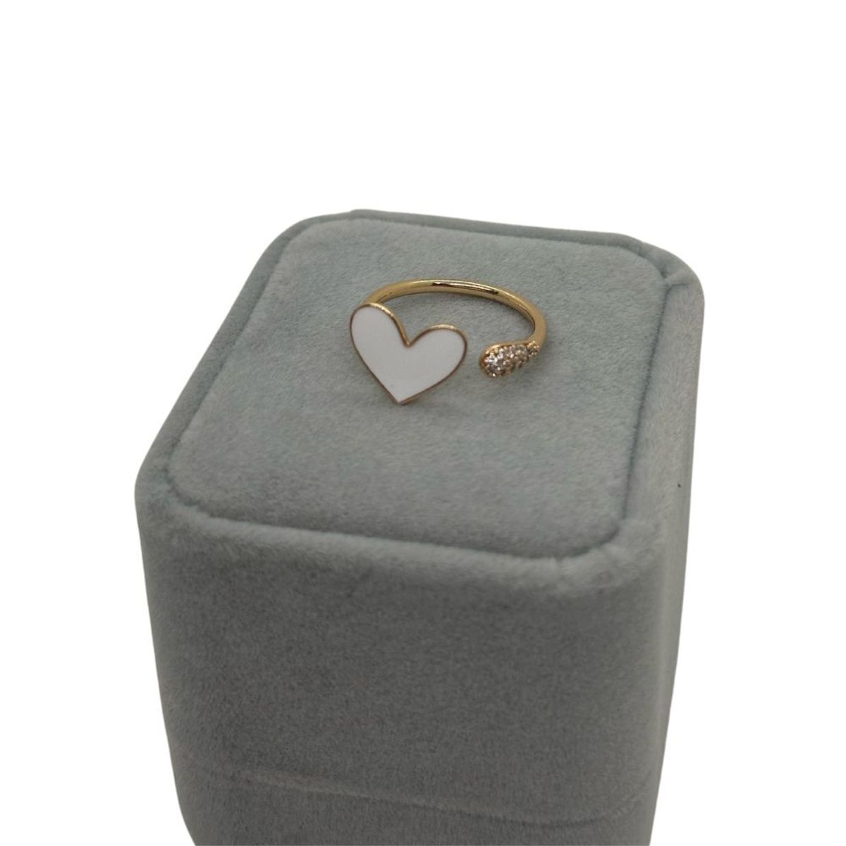 GENERICO - ANILLO CORAZÓN BLANCO ACERO TRIPLE BAÑO