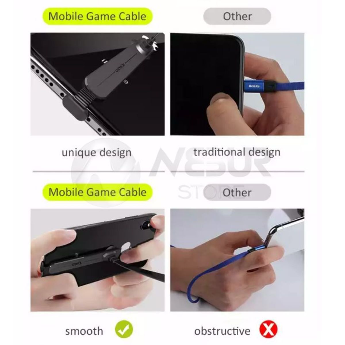 GENERICO - Cable gamer articulado V8 micro usb