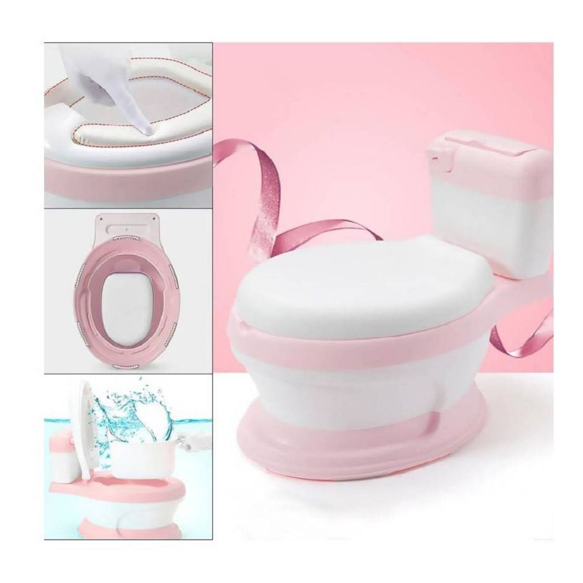 GENERICO - Inodoro Basin de Entrenamiento Musical para Niños Rosado