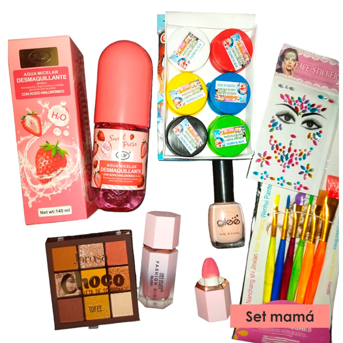 GENERICO - Set Amor rubor agua micelar sombras regalos