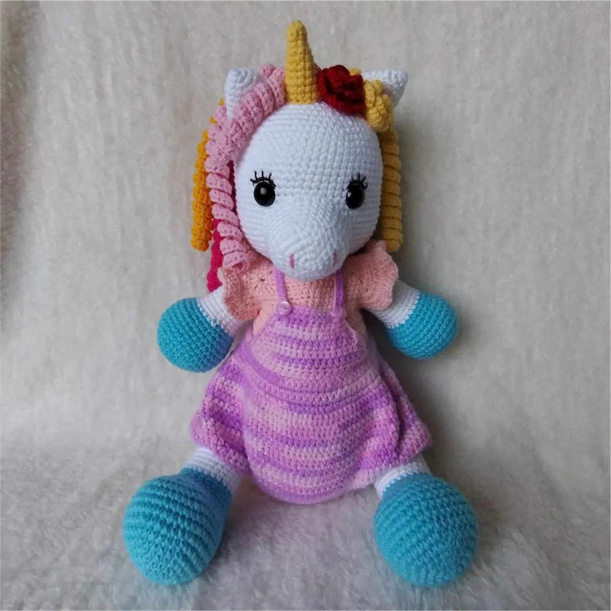 GENERICO - Unicornio amigurumi 36cm peluche adorno