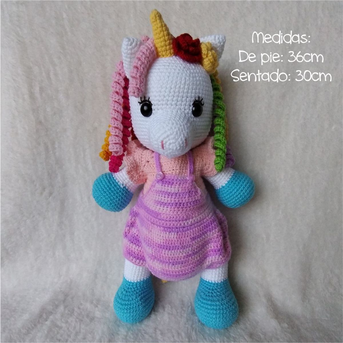 GENERICO - Unicornio amigurumi 36cm peluche adorno