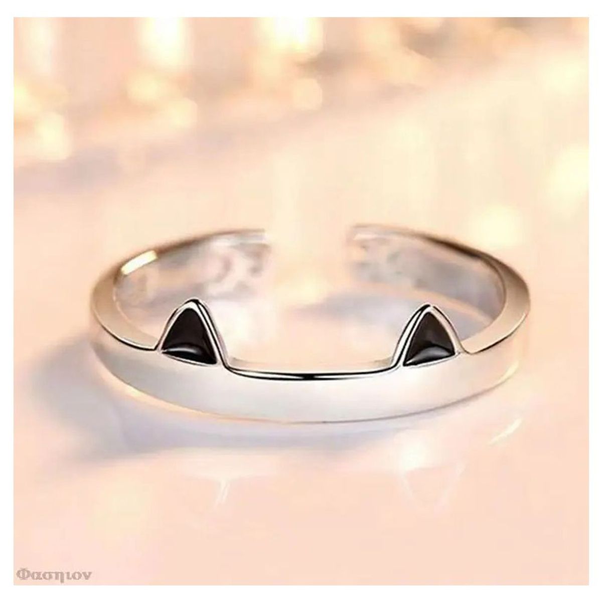 GENERICO - Anillo De Mujer Ajustable Gato Orejas Y Patas Negro