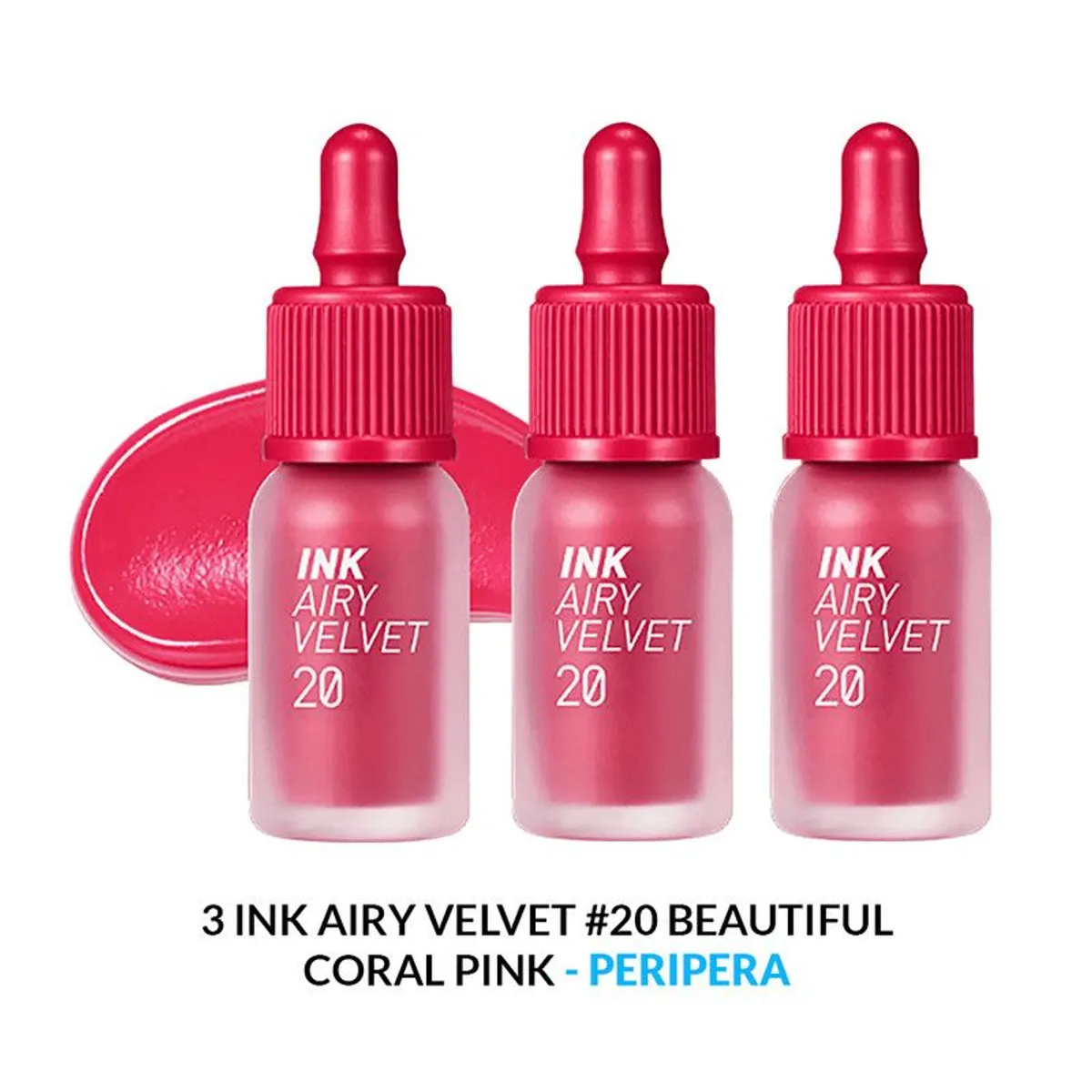 PERIPERA - 3 TINTA DE LABIOS INK AIRY VELVET N°20 BEAUTIFUL CORAL PINK