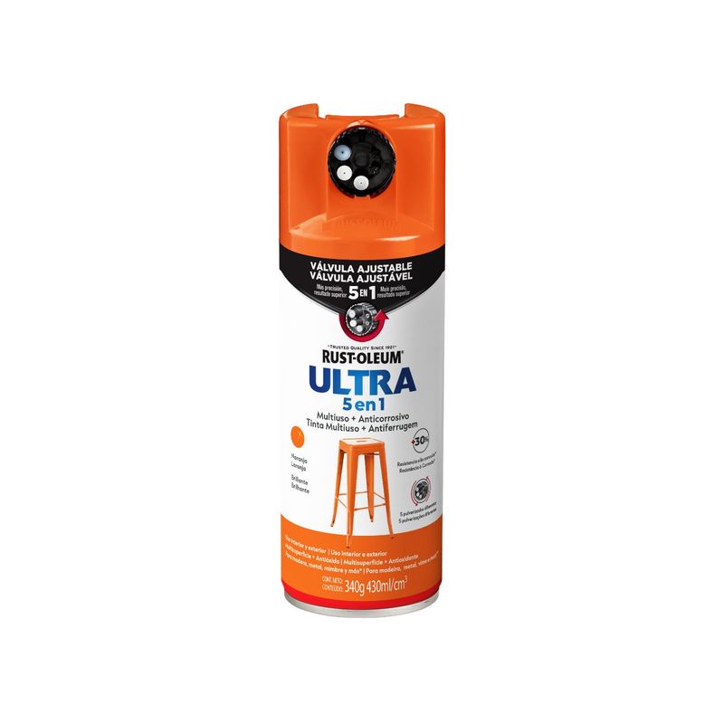 RUST OLEUM - Pintura en aerosol Ultra 5 en 1 Naranja Brillante