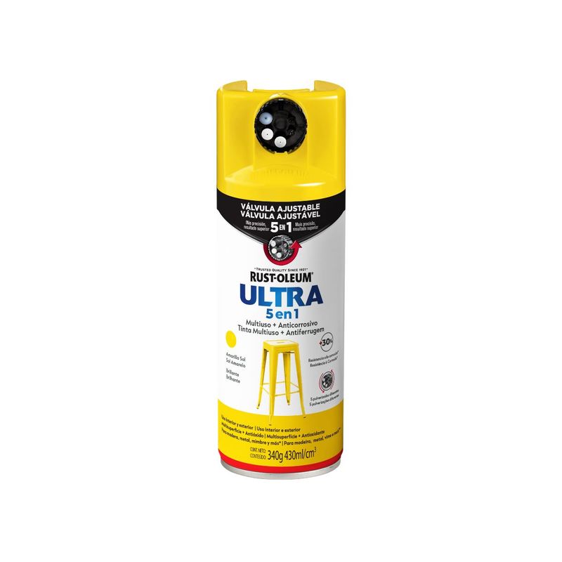 RUST OLEUM - Pintura en aerosol Ultra 5 en 1 Amarillo Sol Brillante