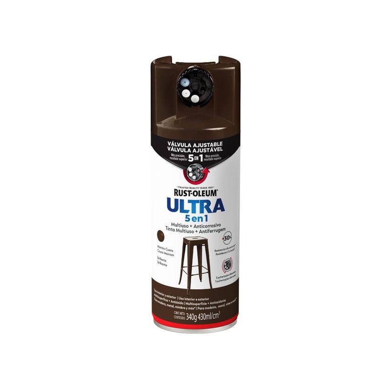 RUST OLEUM - Pintura en aerosol Ultra 5 en 1 Marrón cuero Brillante