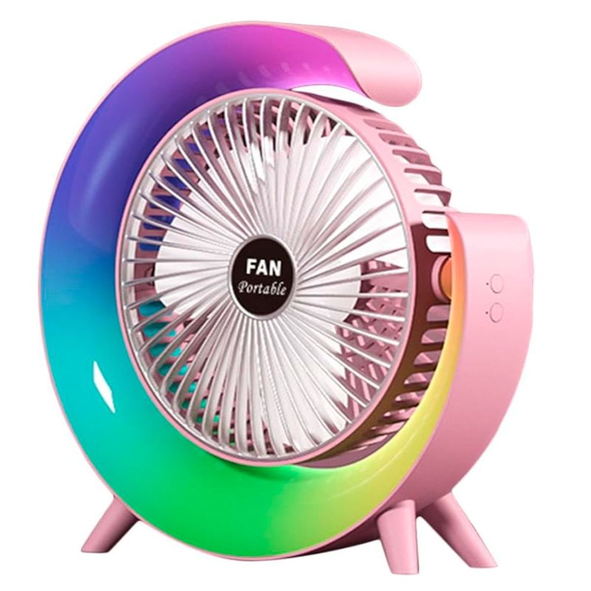 GENERICO - Ventilador De Mesa Escitorio Lámpara Portátil Luces RGB Con forma de G