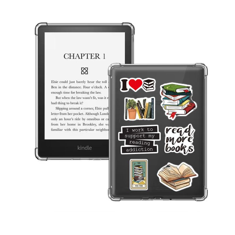 GENERICO - Funda Transparente Kindle Paperwhite 6.8 pulgadas 11va gen + Stickers