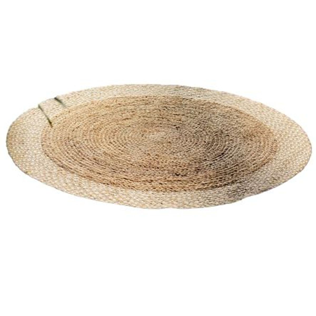 ZALMOHADAS - Alfombra BohoTrenzada Redonda de Yute Bordes tejidos en blanco 90cm