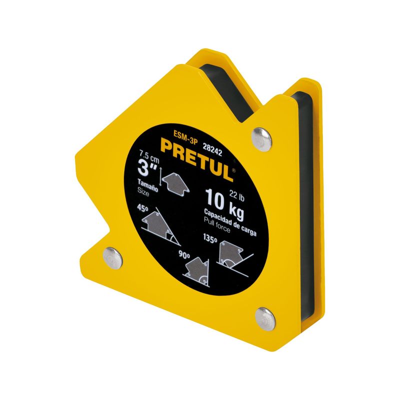 PRETUL - Escuadra magnética 3' para soldar, capacidad 10 kg, Pretul