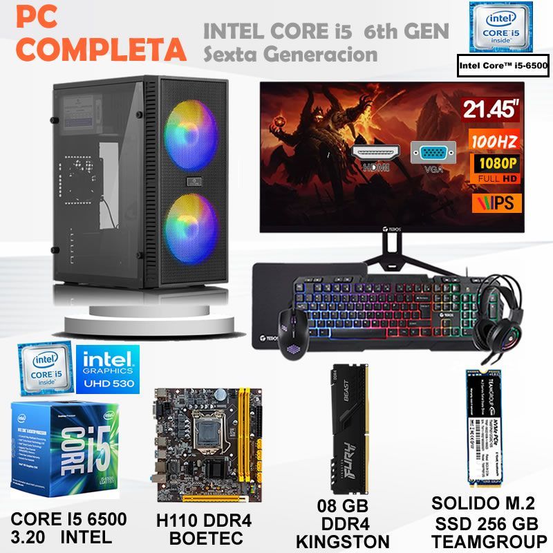 Computadora core i5 6500 ram 8gb ssd 256gb monitor 21.5 FHD