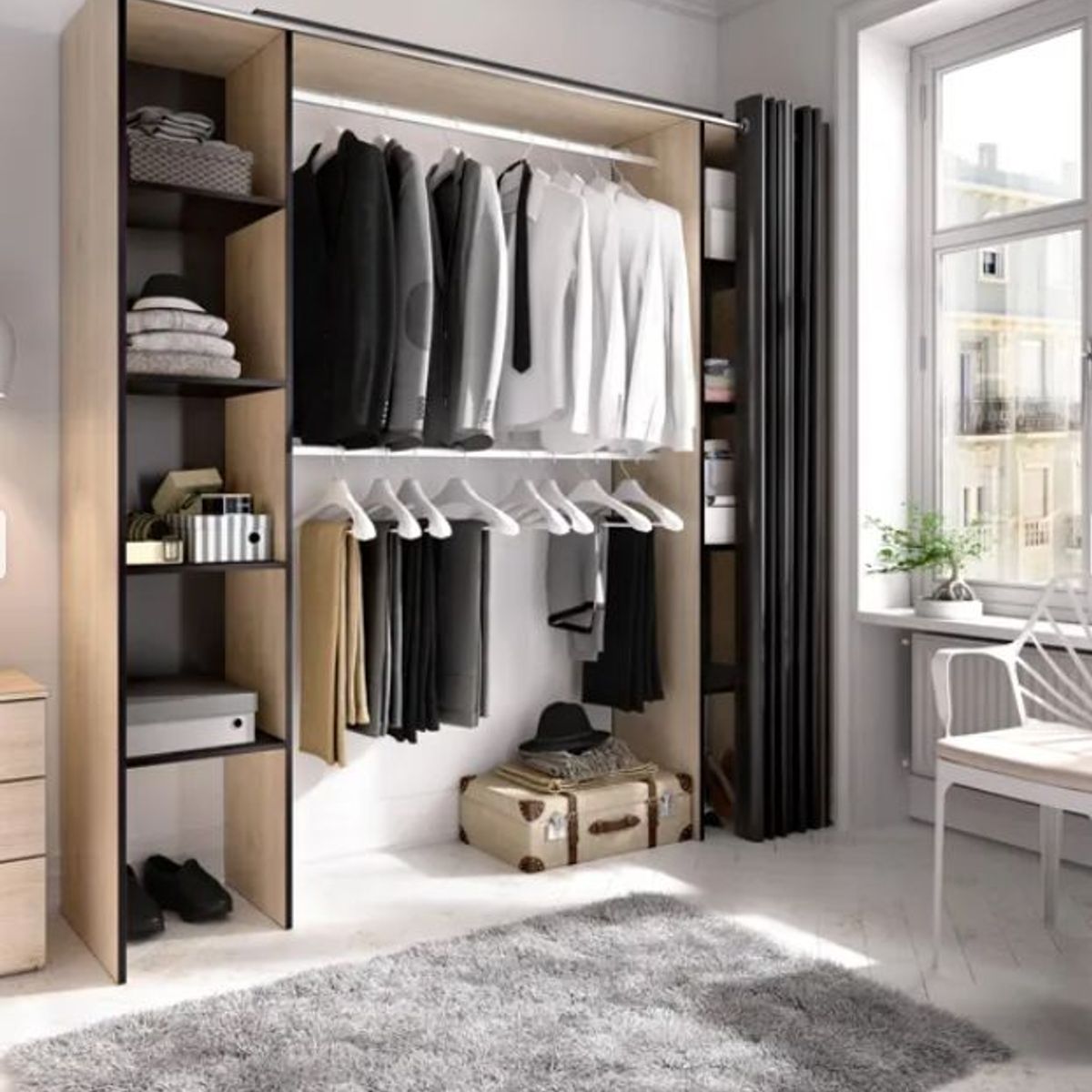 NACION MUEBLES - KIT Vestidor con Cortina modelo LIA