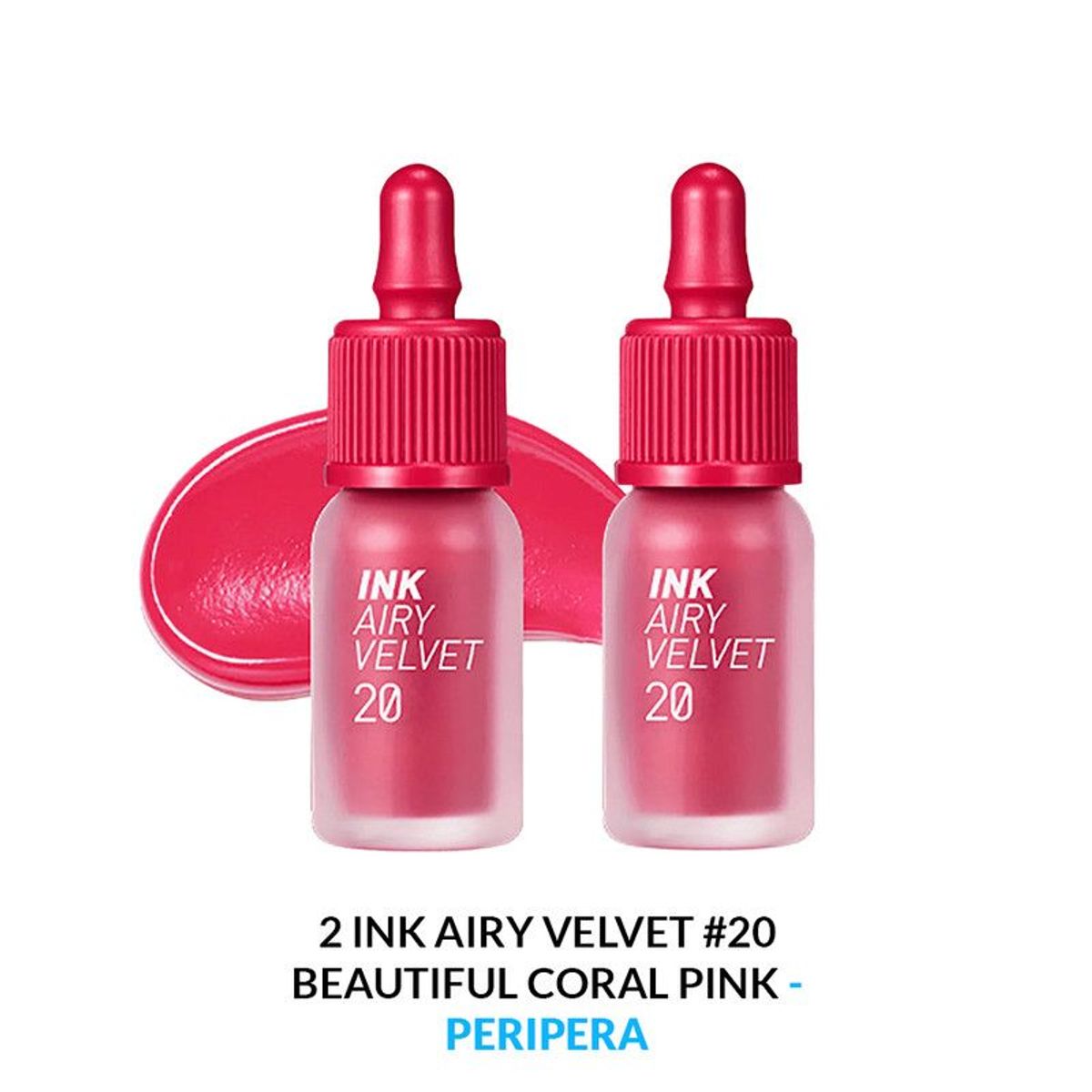 PERIPERA - 2 TINTA DE LABIOS INK AIRY VELVET N°20 BEAUTIFUL CORAL PINK