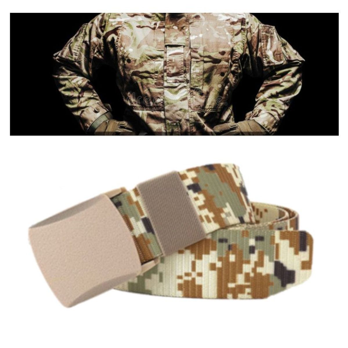 GENERICO - Cinturon Correas Camuflaje Unisex Jeans short Camuflada Ajustable