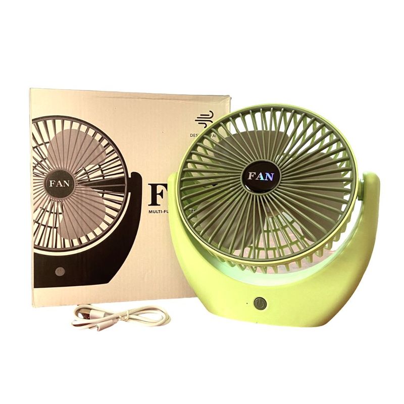 GENERICO - Potente Ventilador 2 Velocidades Recargable de Escritorio VERDE