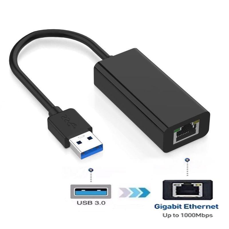 OEM - Adaptador de Red Tipo Usb 3.0 a Rj45 Gigabit Windows Mac - Negro