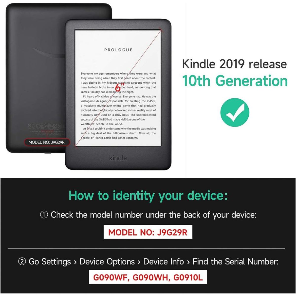 GENERICO - Funda Transparente Kindle 10th gen de 6 pulg 2019 + Stickers