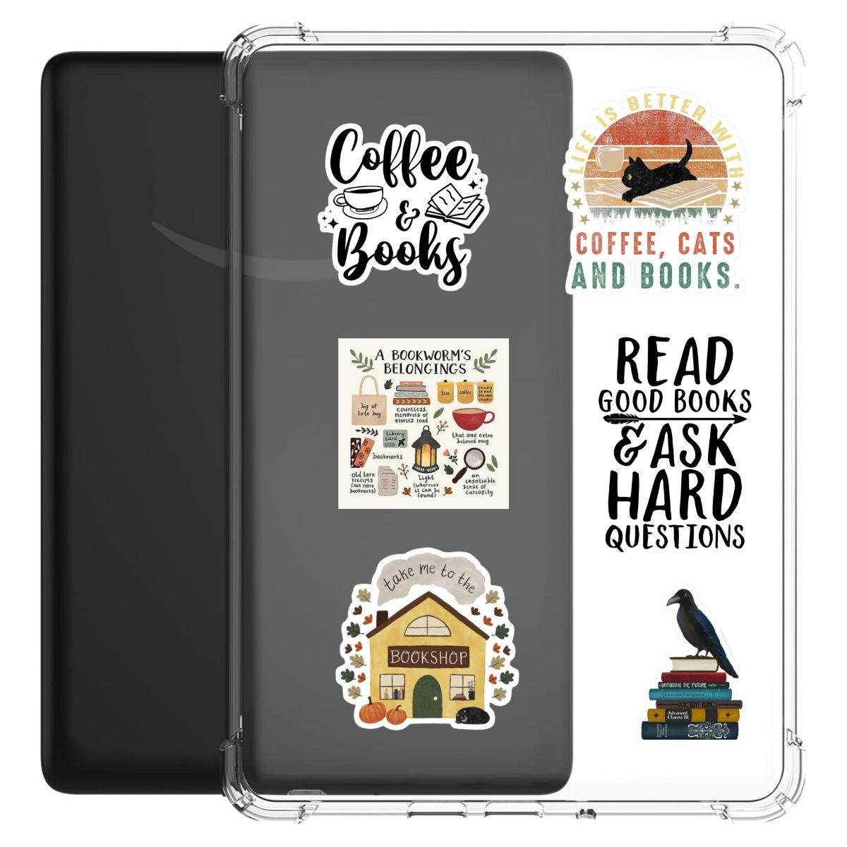 GENERICO - Funda Transparente Kindle Paperwhite 10th gen de 6 pulg + Stickers