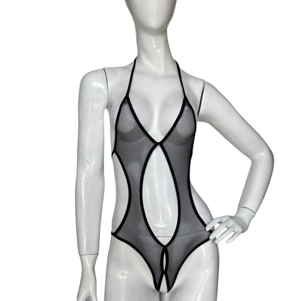 GENERICO - LENCERIA EXCLUSIVA Body de Malla con Detalles Cruzados