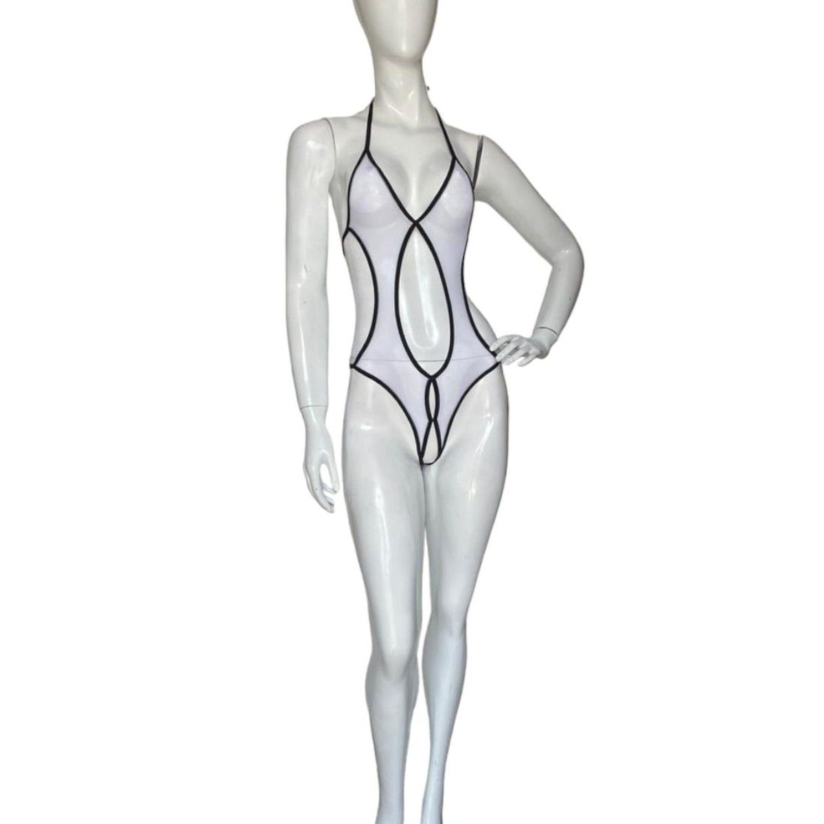 GENERICO - LENCERIA EXCLUSIVA Body de Malla con Detalles Cruzados