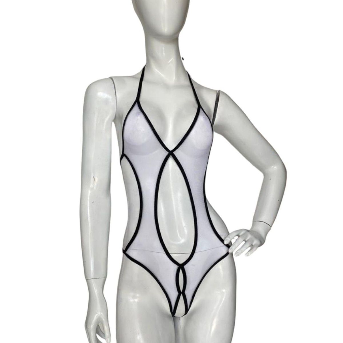 GENERICO - LENCERIA EXCLUSIVA Body de Malla con Detalles Cruzados