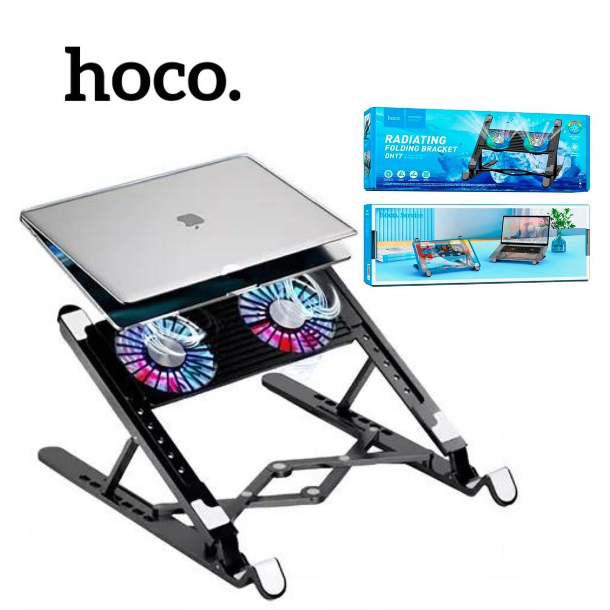 HOCO - Cooler Doble Soporte para laptop con luces RGB Hoco DH-17
