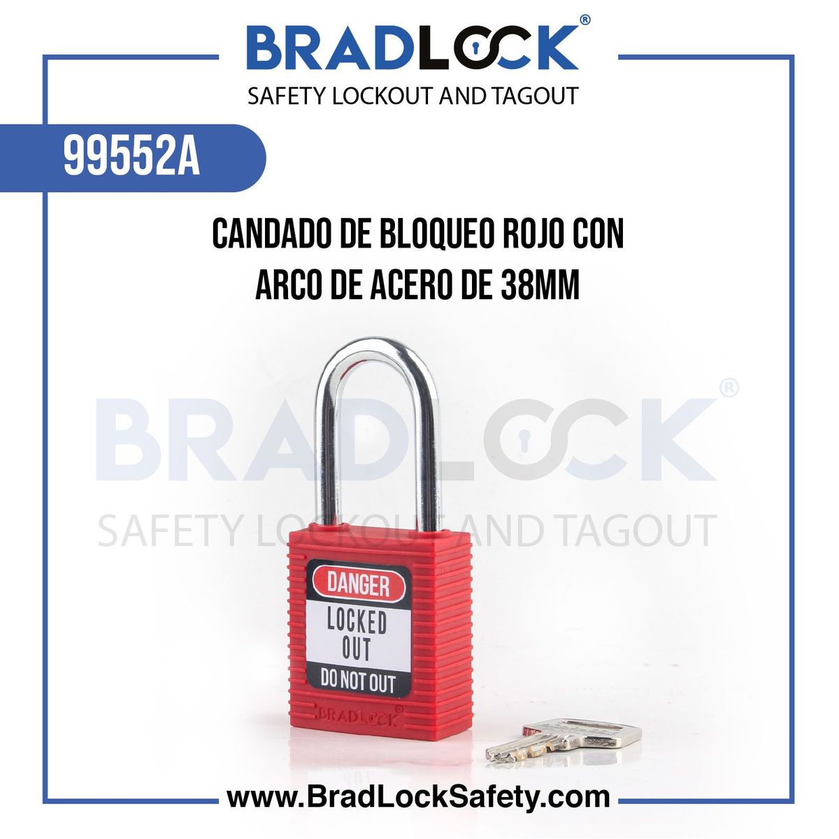 BRADLOCK - Candado de Bloqueo en Nylon con Arco de Acero llave única