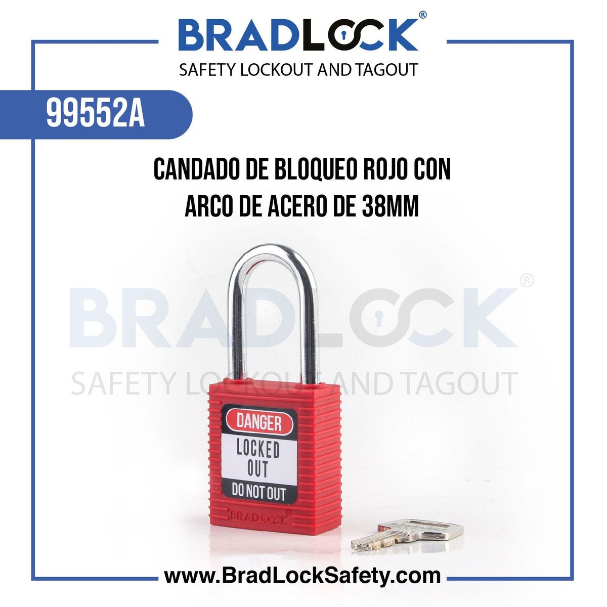 BRADLOCK - Candado de Bloqueo en Nylon con Arco de Acero llave única