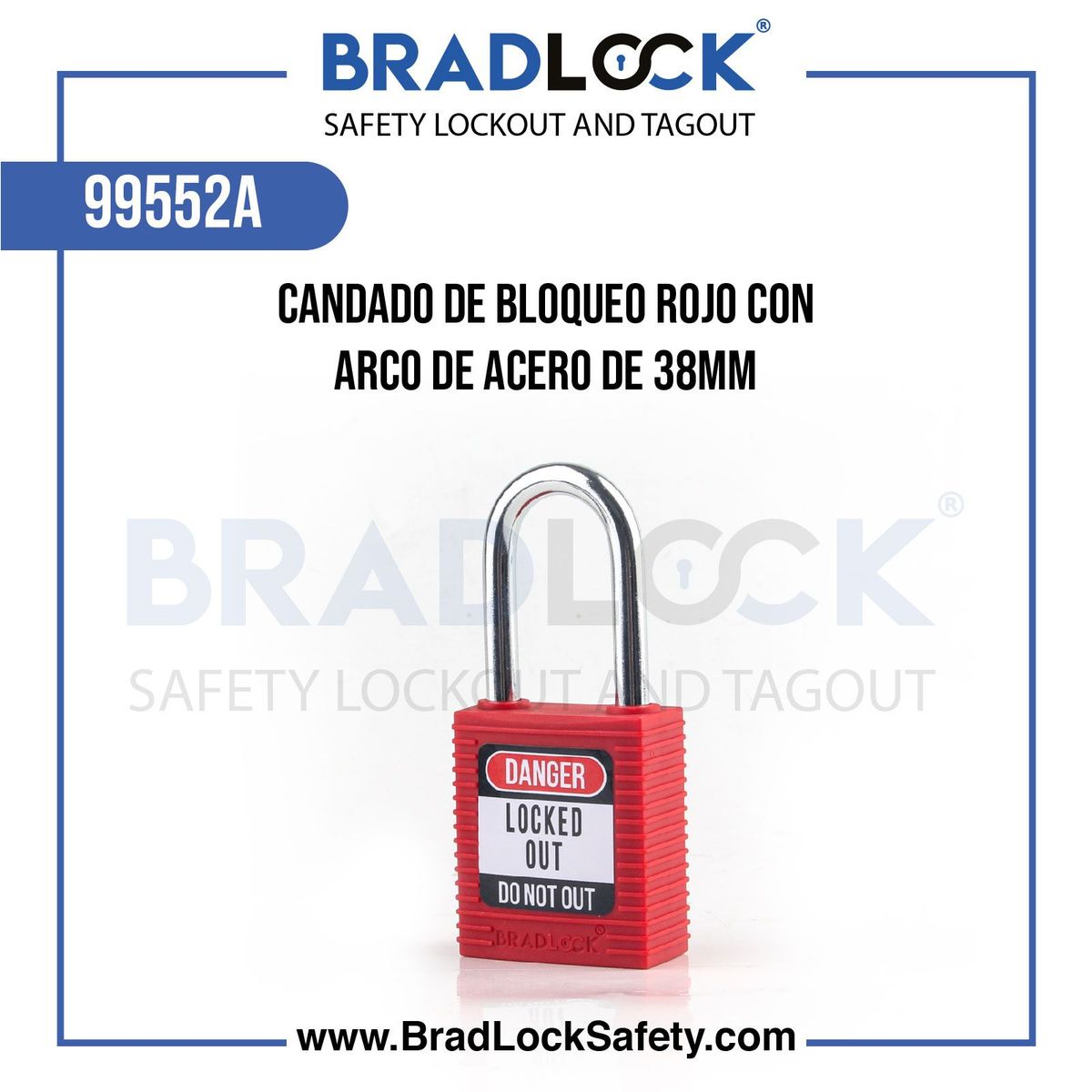BRADLOCK - Candado de Bloqueo en Nylon con Arco de Acero llave única
