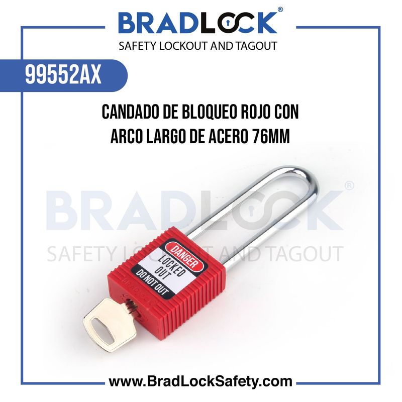 BRADLOCK - Candado de Bloqueo 99552AX en Nylon con Arco de Acero 3 llave única