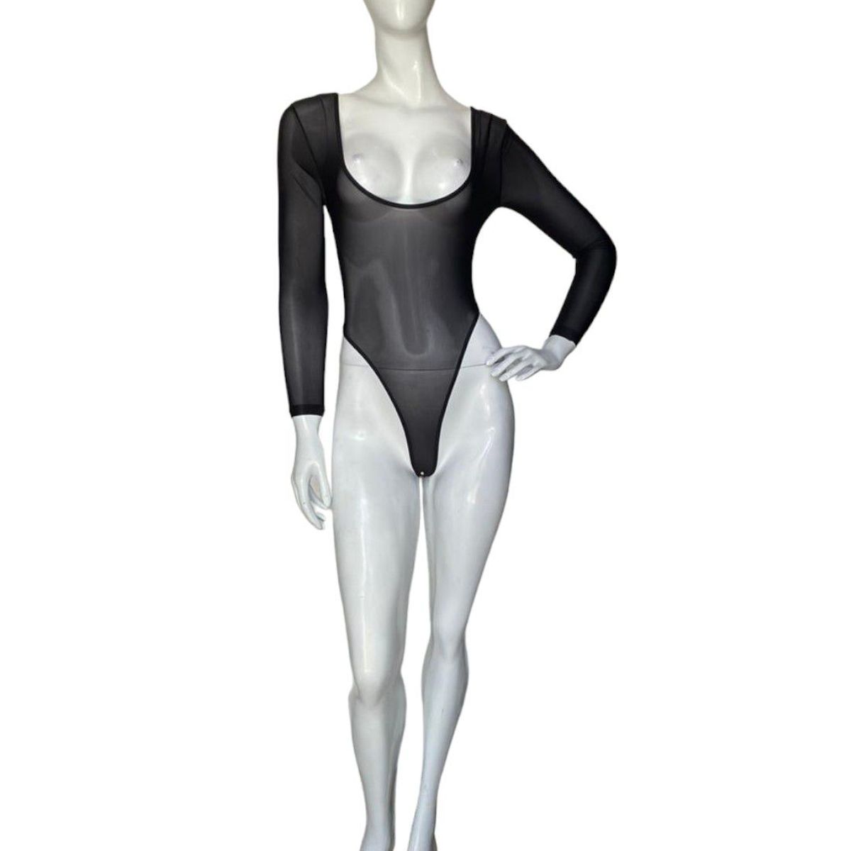 GENERICO - LENCERIA EXCLUSIVA Body de Manga Larga Incluye Medias de Encaje