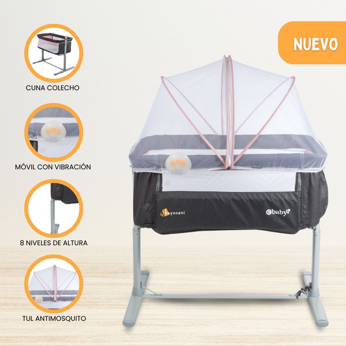 EBABY - Cuna Colecho para Bebes «TAMI» Pink