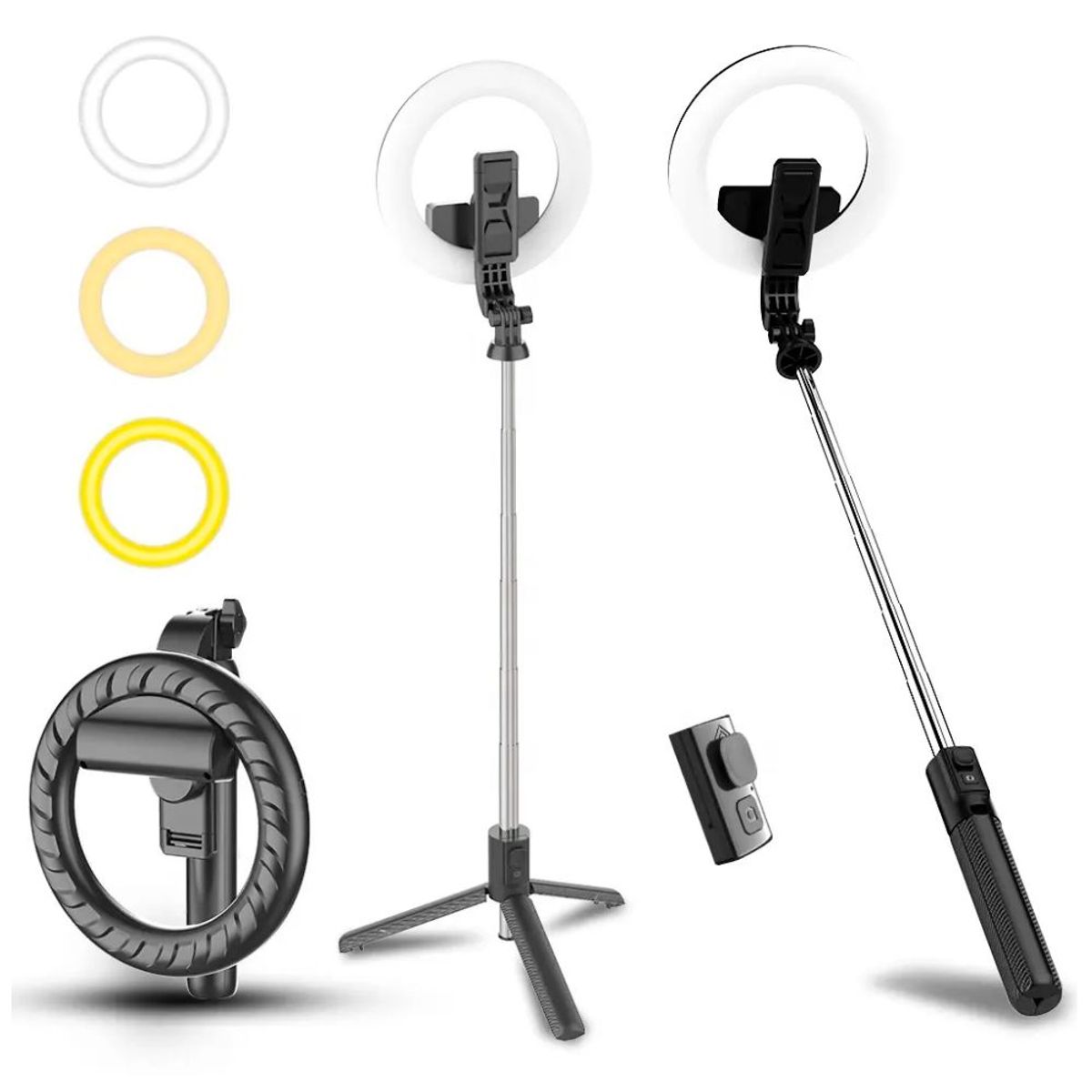 SEISA - Tripode Bluetooth Selfie Stick Para Lives Stream y Grabaciones Negro