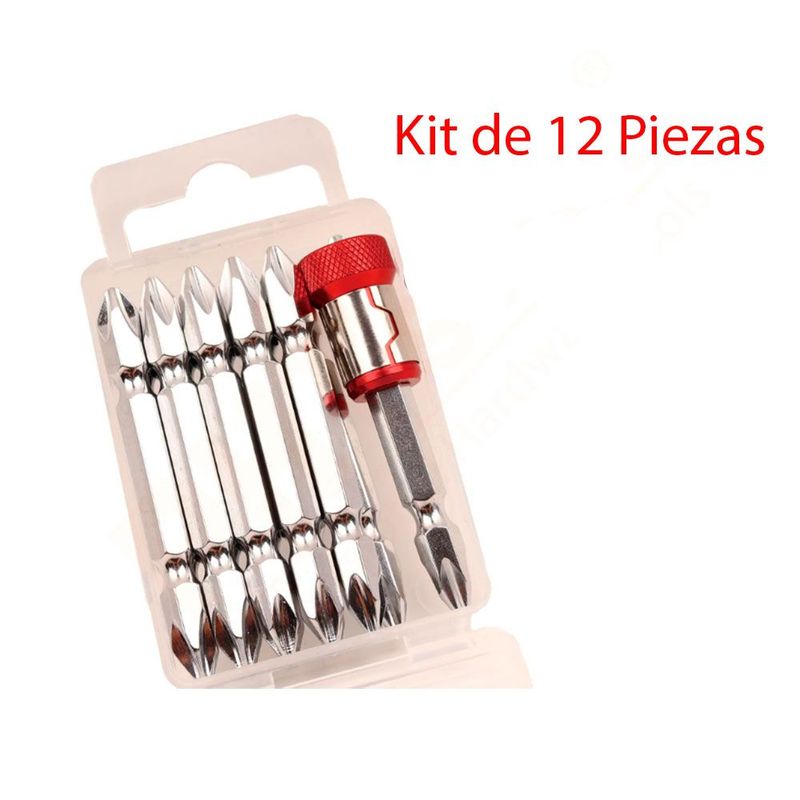 GENERICO - Punta Atornilladora Imantada PH2 Kit 12 Piezas