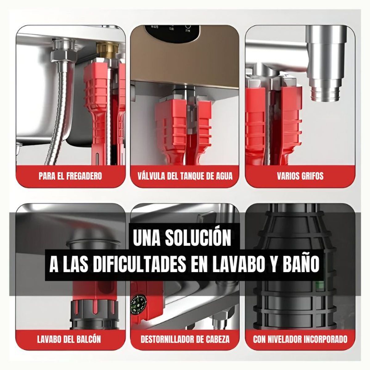 GENERICO - Llave de gasfitería 18 en 1 - Todo en 1