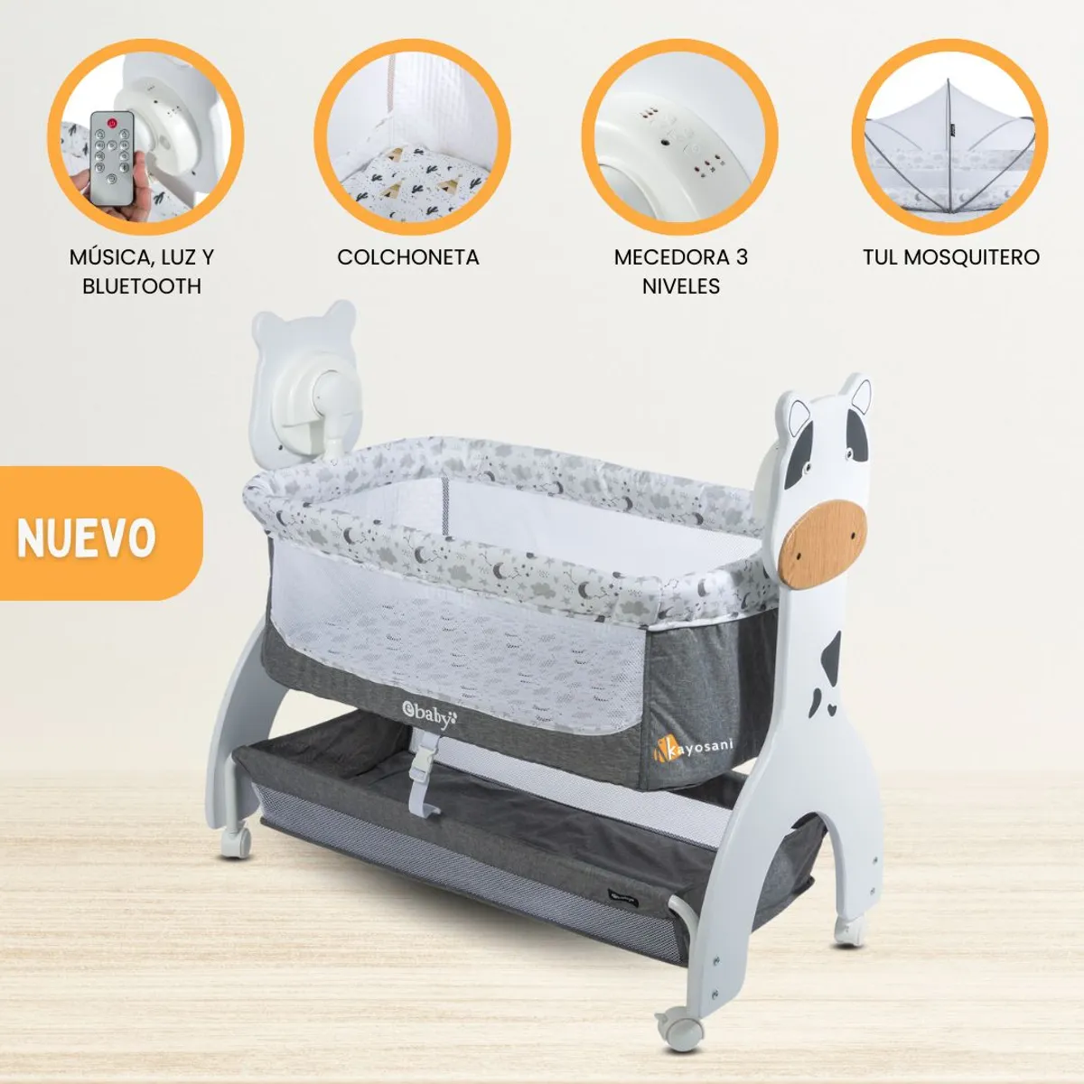 EBABY - Cuna Colecho para Bebe «AURA» Gray