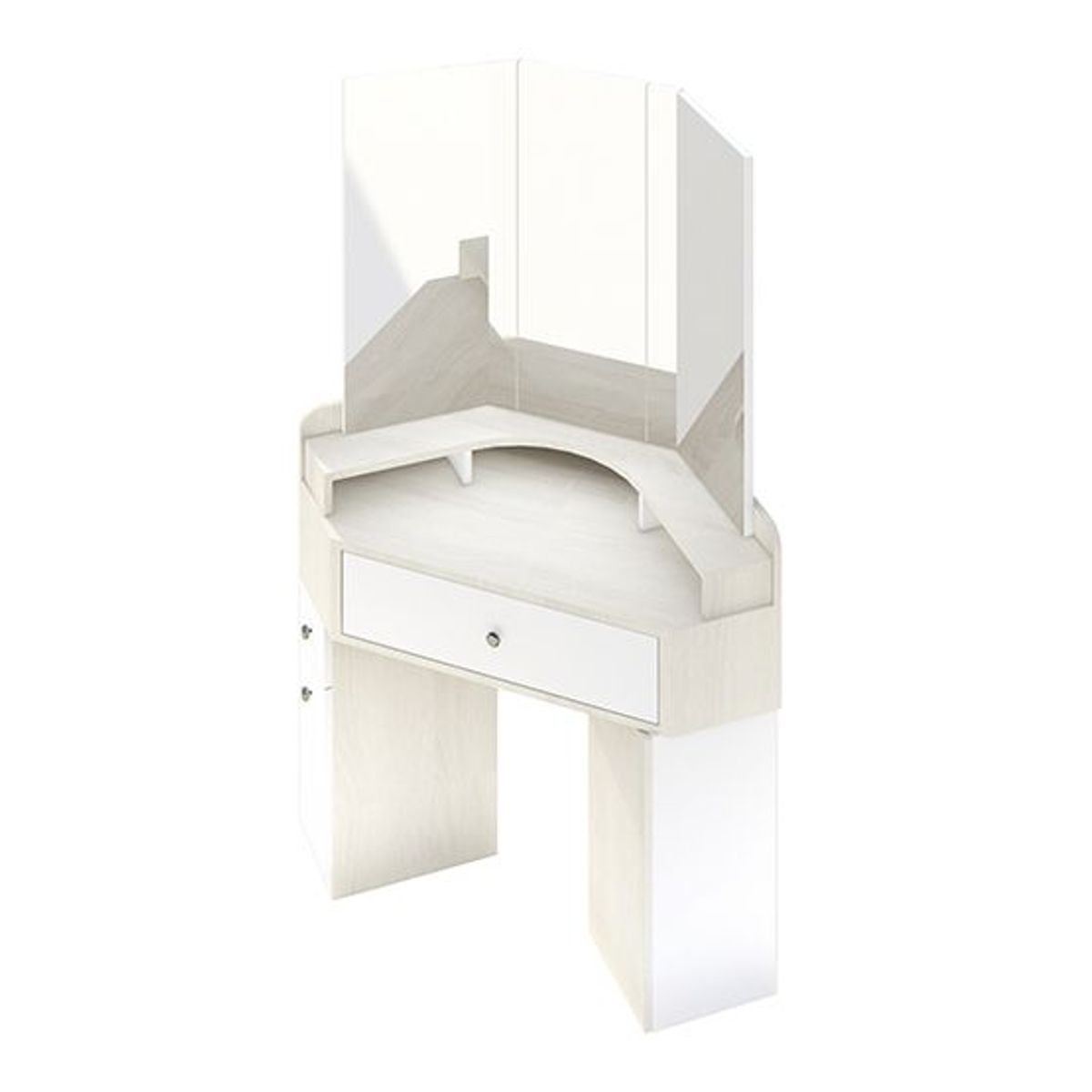 BARAKA HOME - Tocador Esquinero Rose con Espejo - Polar y Blanco