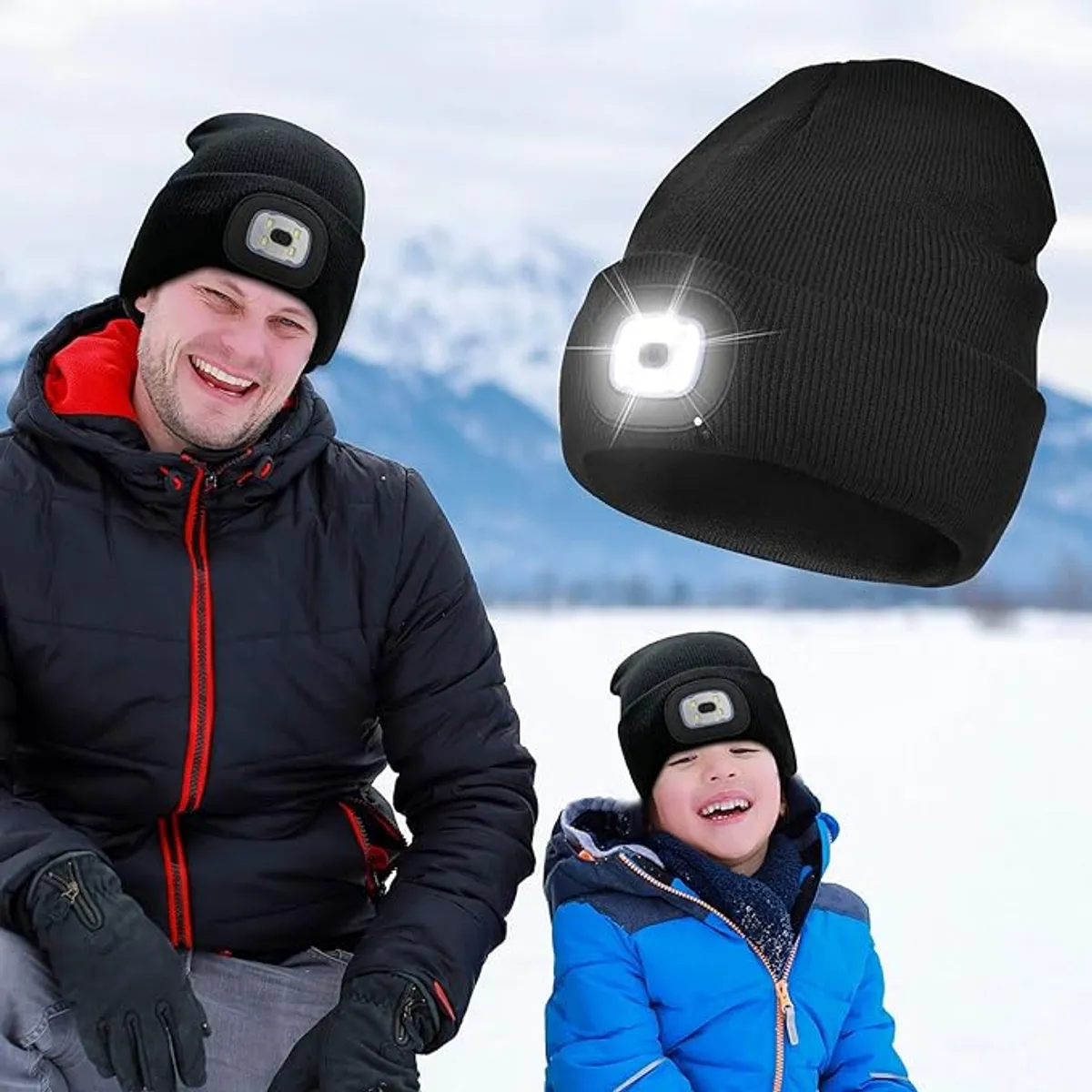 GENERICO - GORRO CON LUZ LED LINTERNA UNISEX RECARGABLE CHULLO TEJIDO